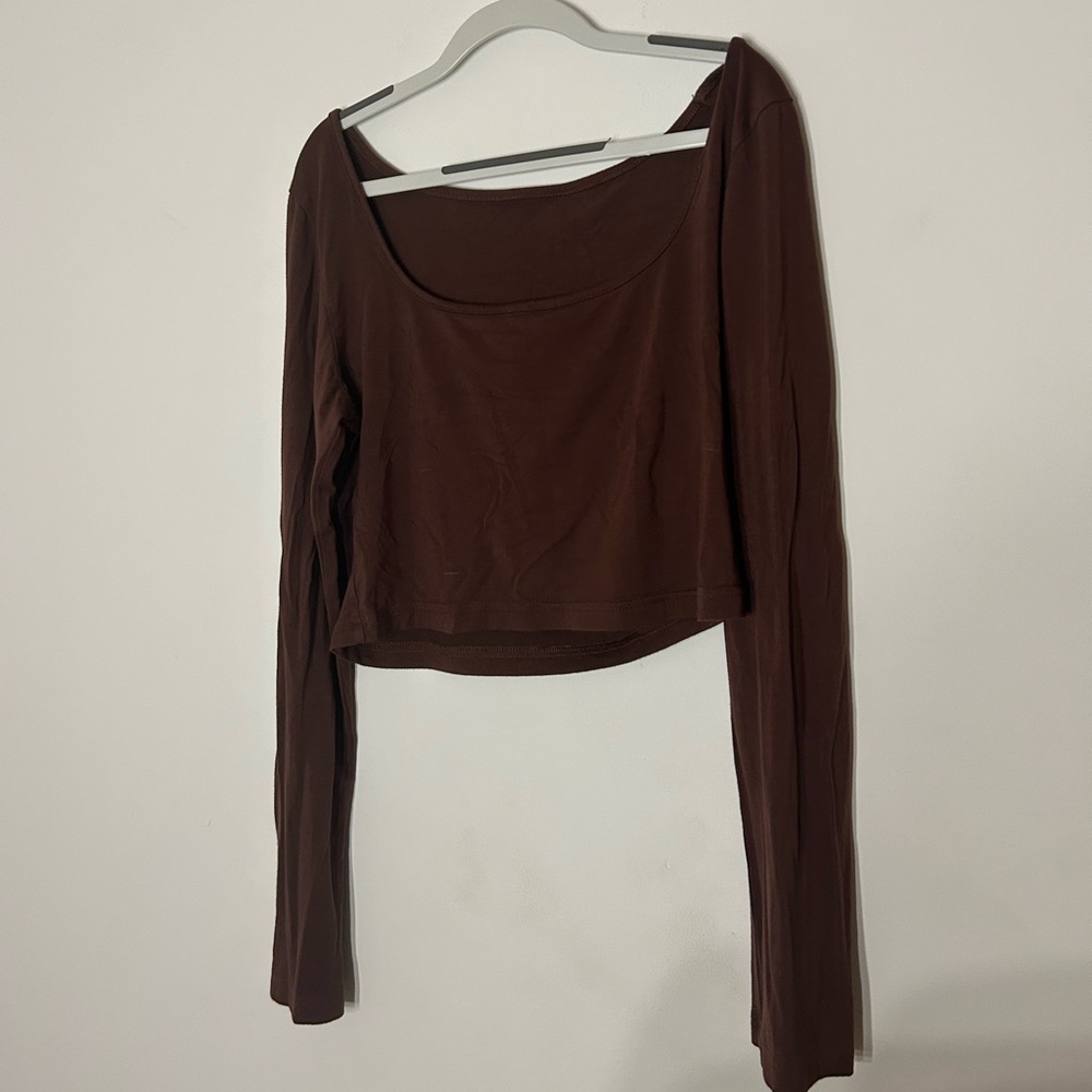 Brown long sleeve tank top
